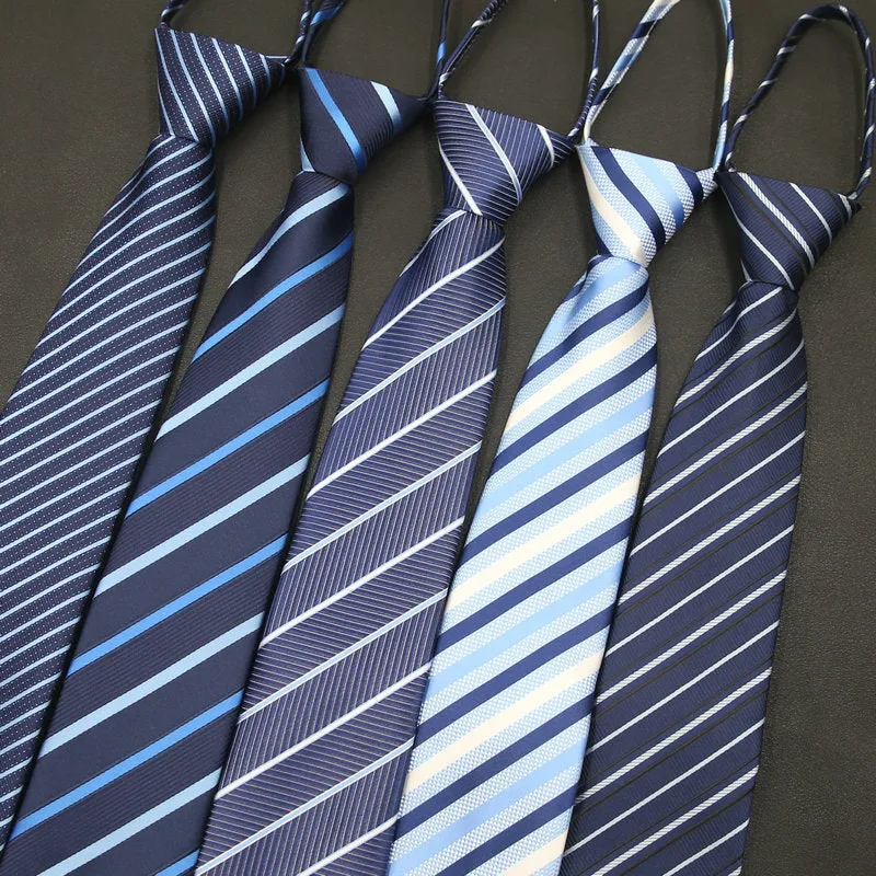 Men's knot-free zipper bow tie in striped geometric pattern, 48cm long, 8cm wide, available in 36 colours