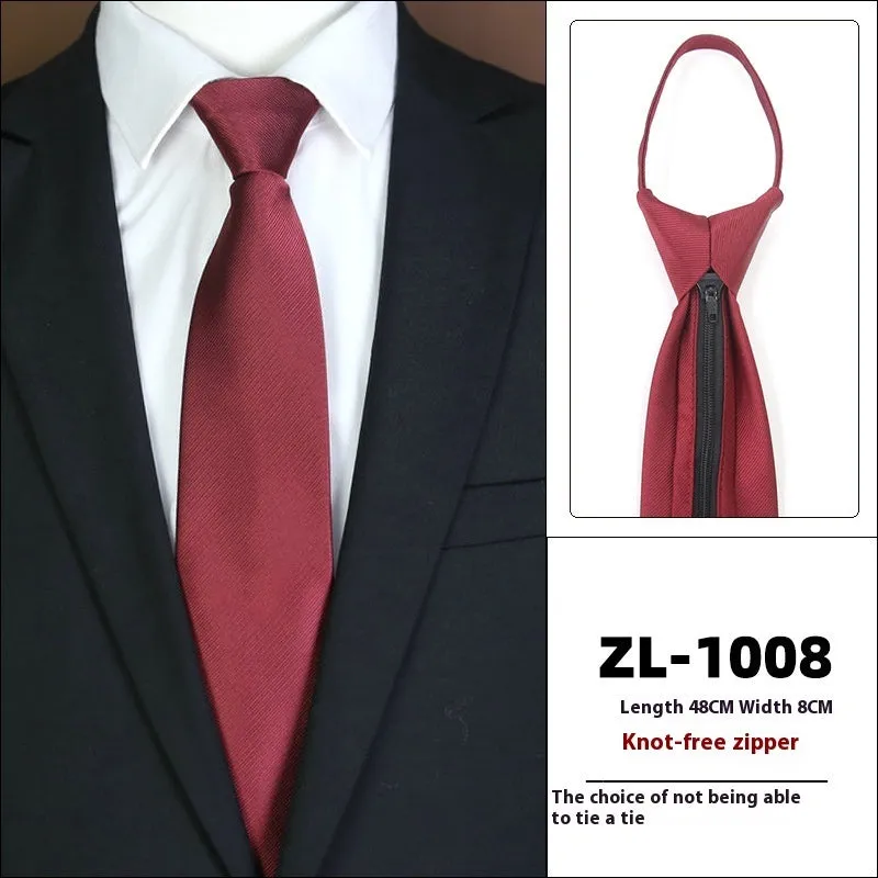 Men's knot-free zipper bow tie in striped geometric pattern, 48cm long, 8cm wide, available in 36 colours