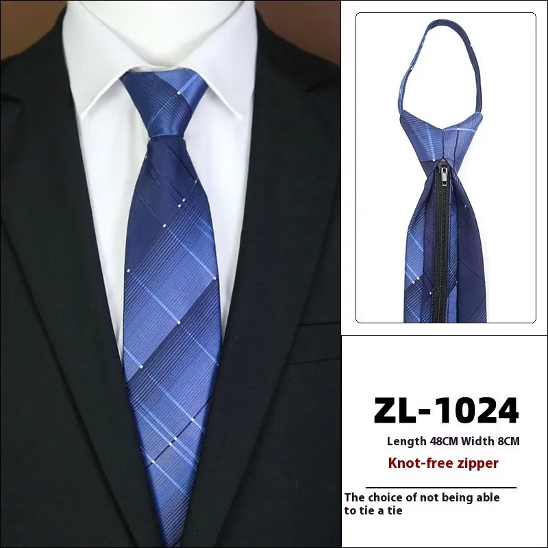 Men's knot-free zipper bow tie in striped geometric pattern, 48cm long, 8cm wide, available in 36 colours