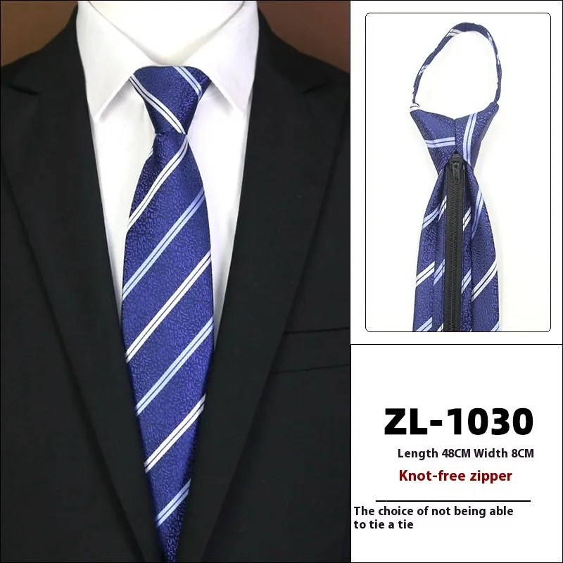 Men's knot-free zipper bow tie in striped geometric pattern, 48cm long, 8cm wide, available in 36 colours