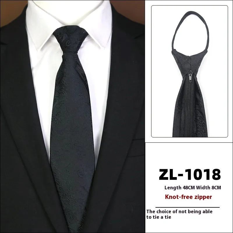 Men's knot-free zipper bow tie in striped geometric pattern, 48cm long, 8cm wide, available in 36 colours