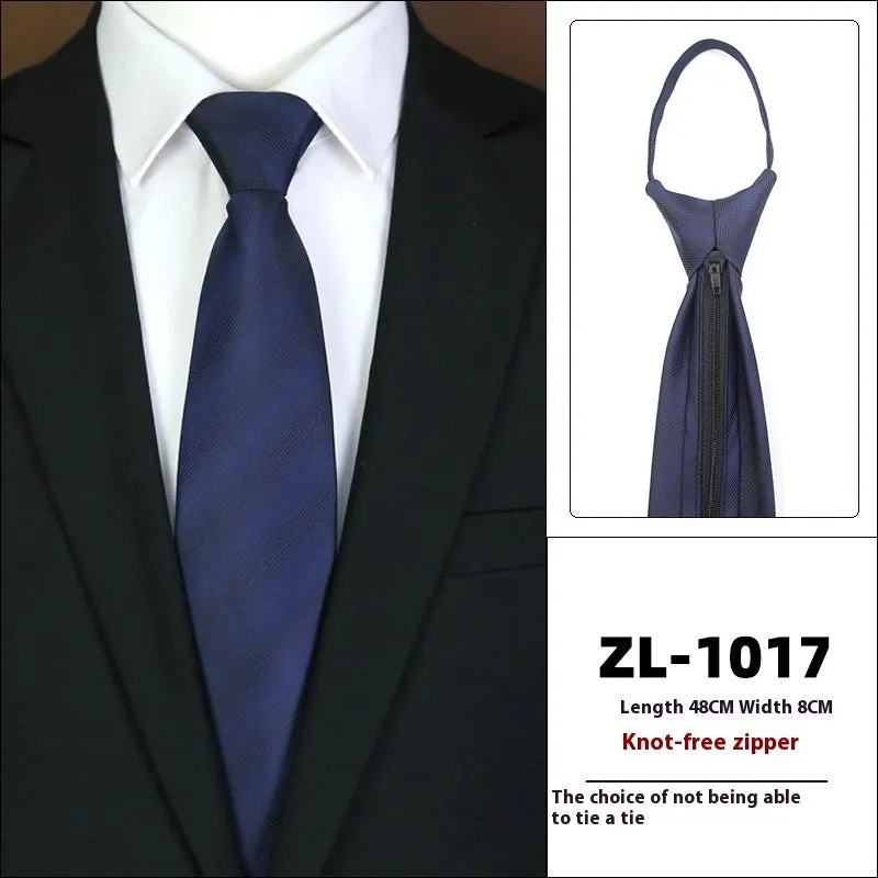 Men's knot-free zipper bow tie in striped geometric pattern, 48cm long, 8cm wide, available in 36 colours