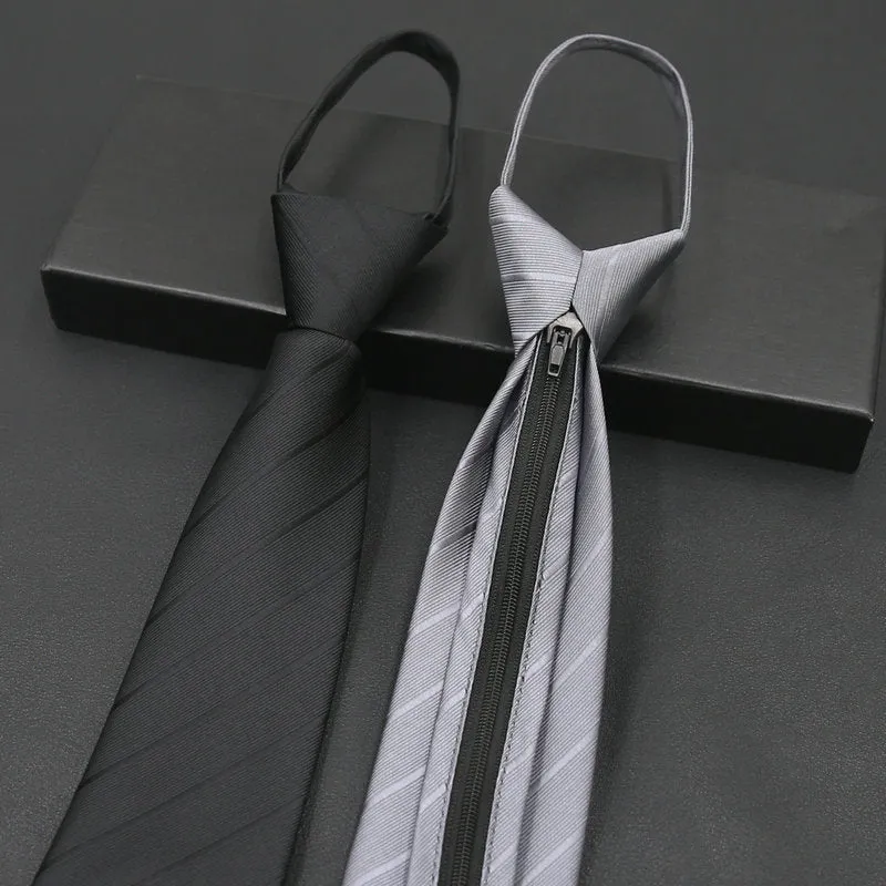 Men's knot-free zipper bow tie in striped geometric pattern, 48cm long, 8cm wide, available in 36 colours