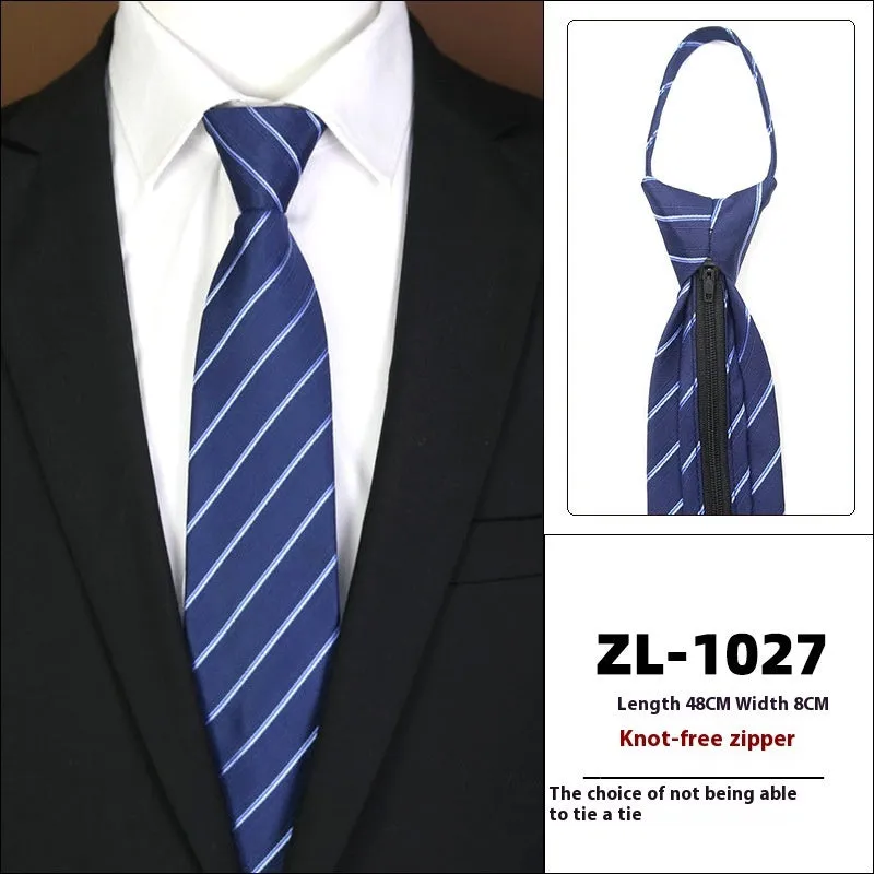 Men's knot-free zipper bow tie in striped geometric pattern, 48cm long, 8cm wide, available in 36 colours