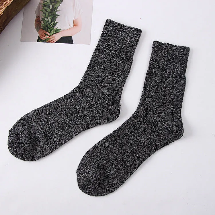 Men's winter terry wool socks in five colours - dark gray, coffee, dark green, light gray, dark blue