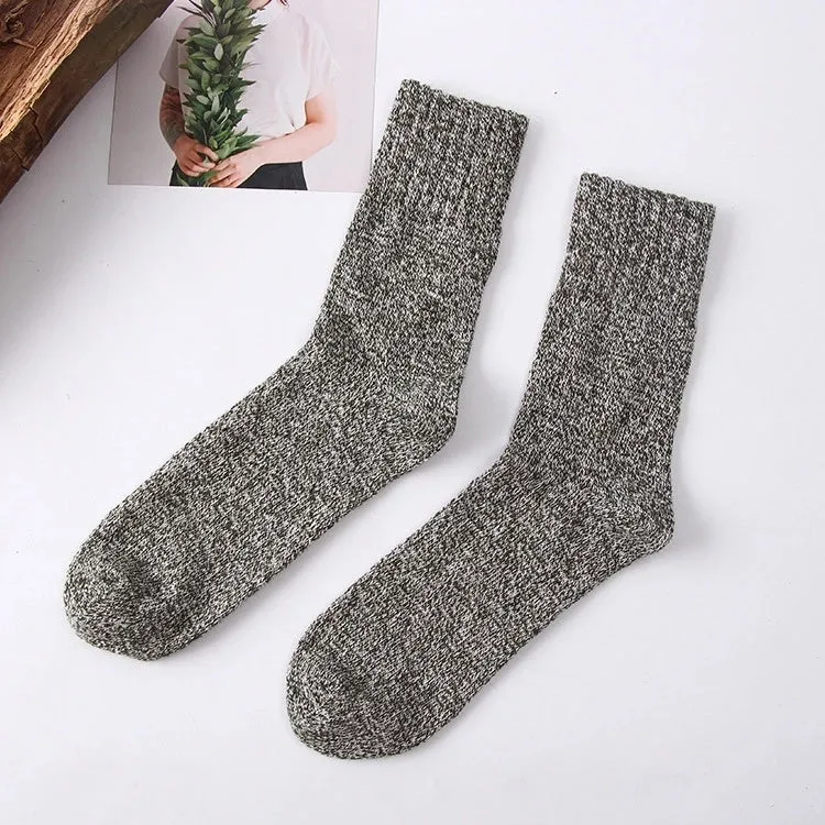 Men's winter terry wool socks in five colours - dark gray, coffee, dark green, light gray, dark blue