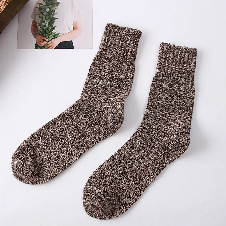 Men's winter terry wool socks in five colours - dark gray, coffee, dark green, light gray, dark blue