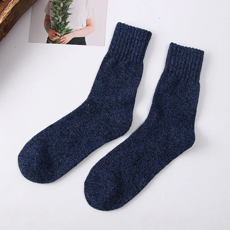 Men's winter terry wool socks in five colours - dark gray, coffee, dark green, light gray, dark blue