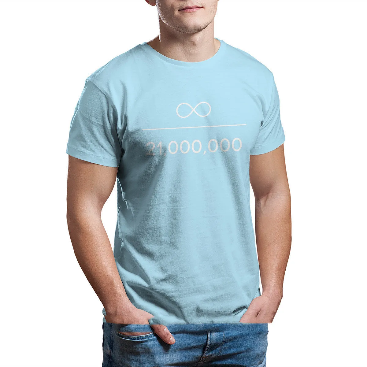 Men's black long sleeve high collar velvet thickened T-shirt with Bitcoin Infinity Divided By Million Unique print, super slim fit