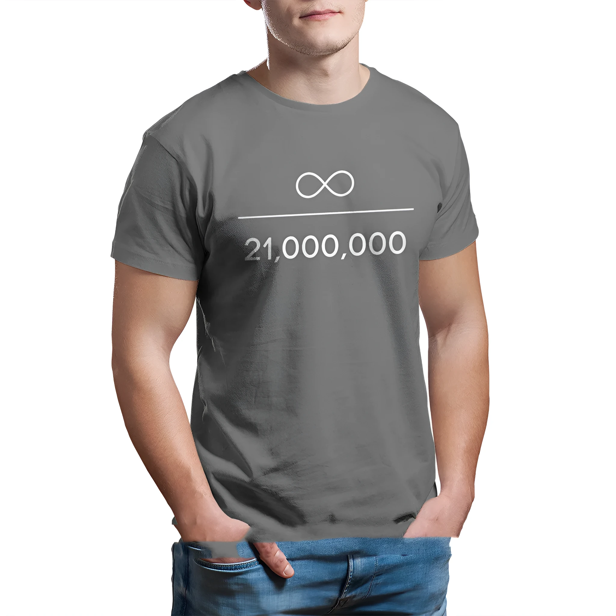 Men's black long sleeve high collar velvet thickened T-shirt with Bitcoin Infinity Divided By Million Unique print, super slim fit