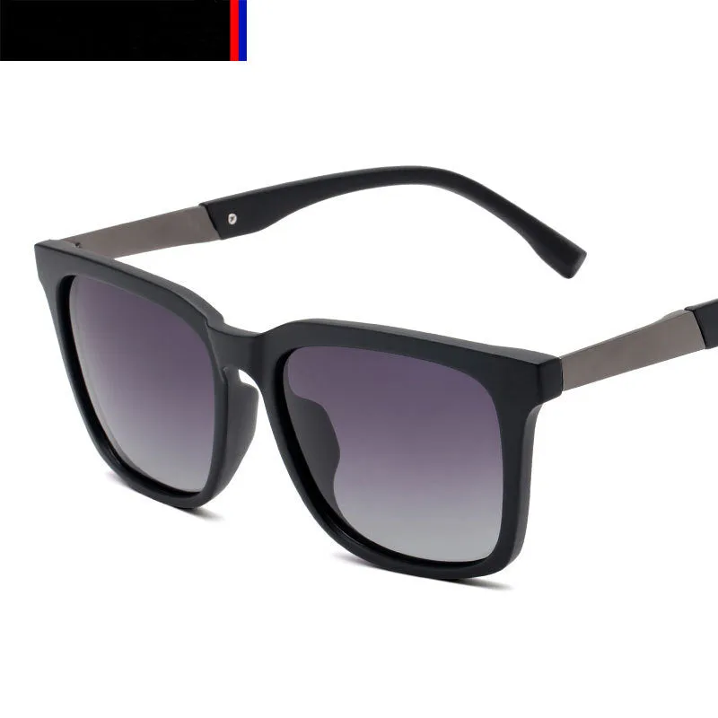 Polarized square PC frame sunglasses in Black, Blue, Brown, Grey, Silver for men and women