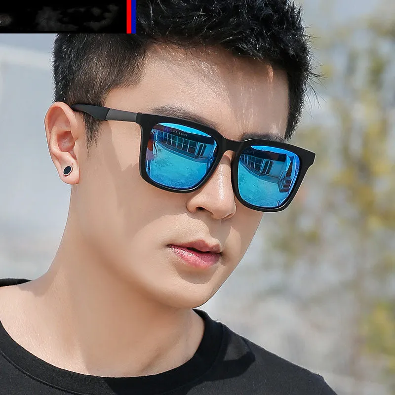 Polarized square PC frame sunglasses in Black, Blue, Brown, Grey, Silver for men and women