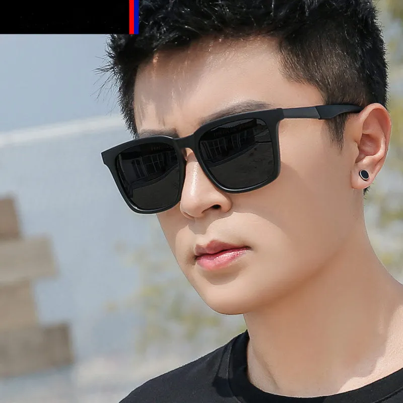Polarized square PC frame sunglasses in Black, Blue, Brown, Grey, Silver for men and women