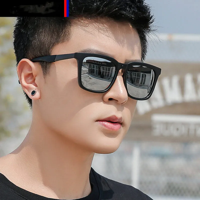 Polarized square PC frame sunglasses in Black, Blue, Brown, Grey, Silver for men and women