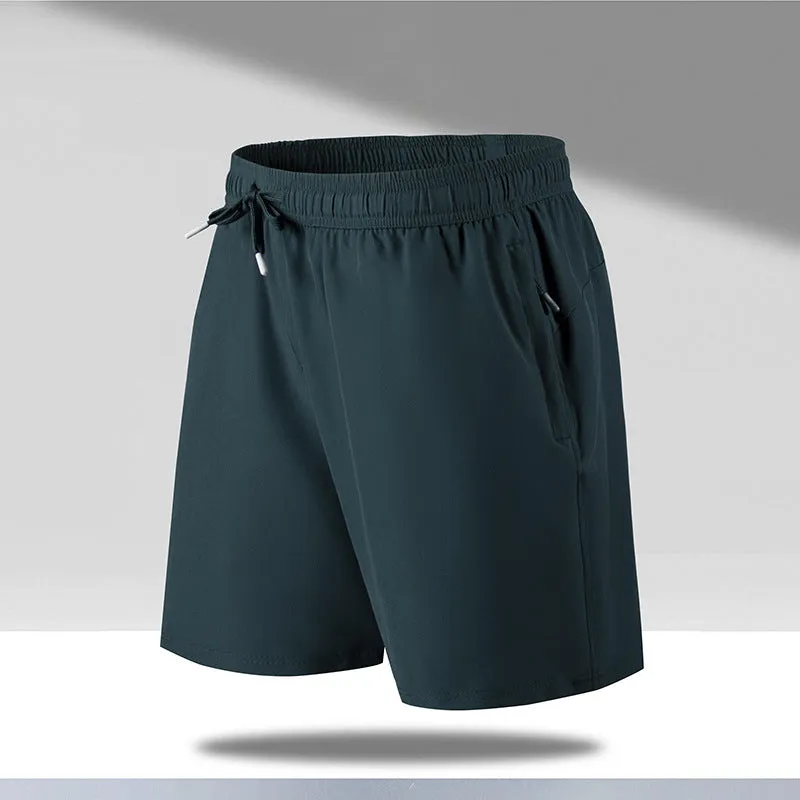 Man wearing loose fit quick-dry polyester beach shorts in a summer colour