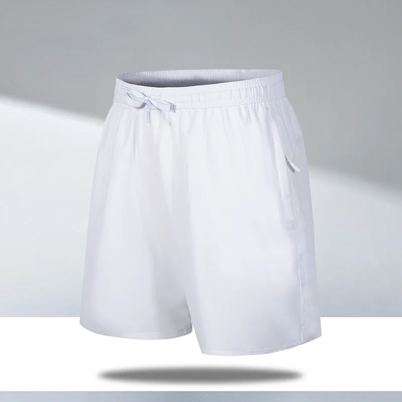 Man wearing loose fit quick-dry polyester beach shorts in a summer colour