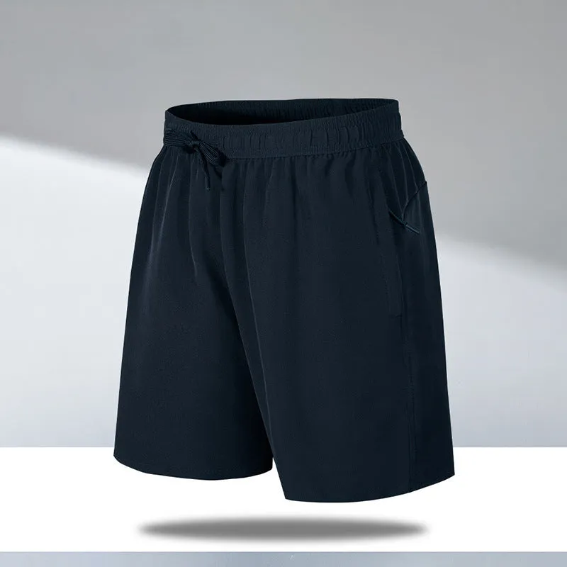 Man wearing loose fit quick-dry polyester beach shorts in a summer colour