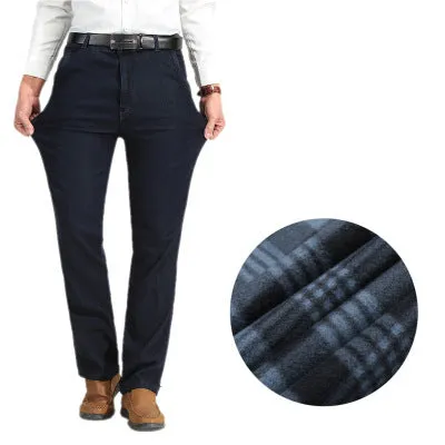 Women's velvet jeans in dark blue high-waist straight-leg cotton stretch fabric