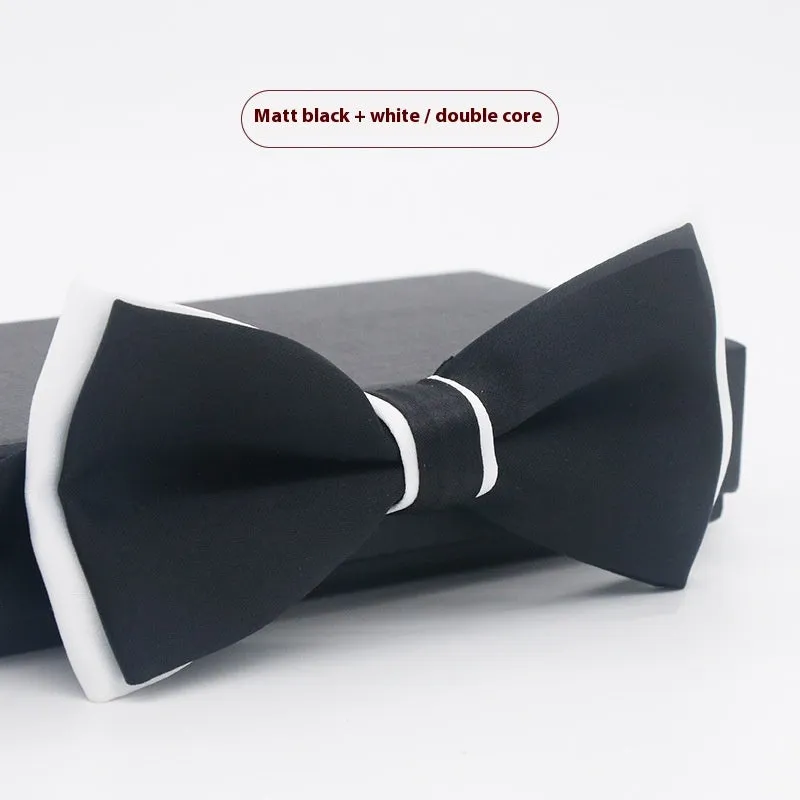 Men's flat head style solid colour bow tie on white background