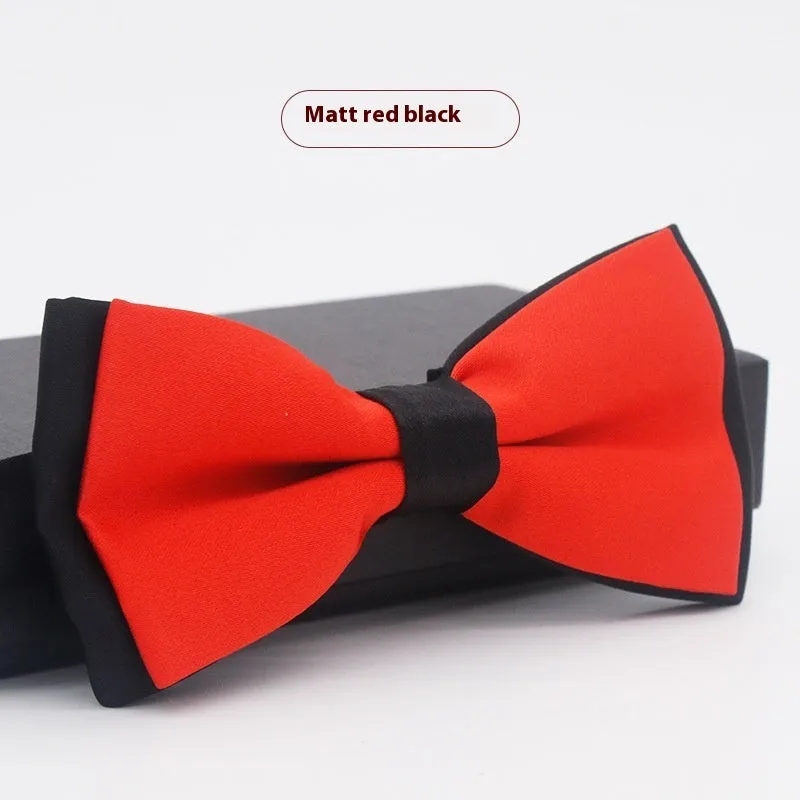 Men's flat head style solid colour bow tie on white background
