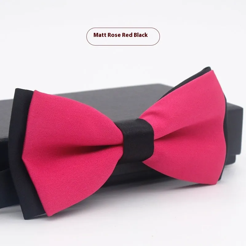 Men's flat head style solid colour bow tie on white background