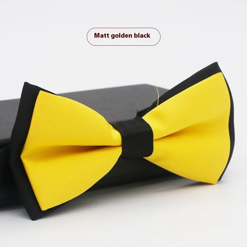 Men's flat head style solid colour bow tie on white background