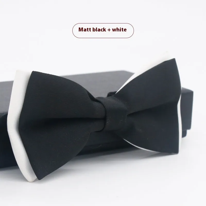 Men's flat head style solid colour bow tie on white background