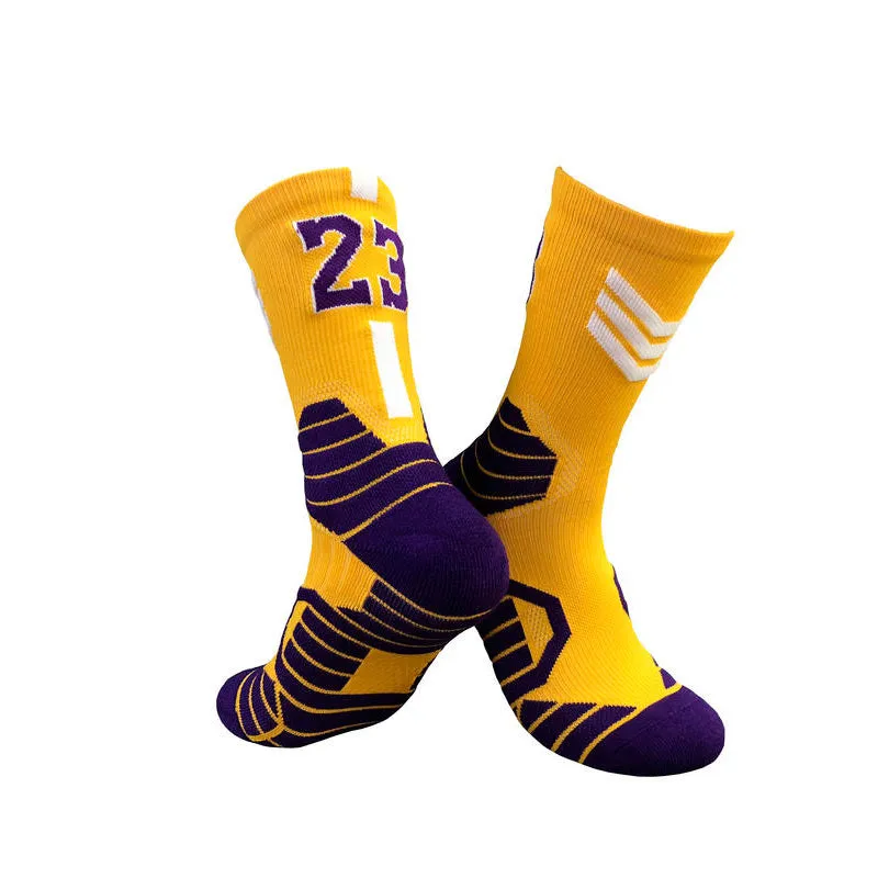 Superstar basketball sports socks in cushion design, polyester blend, adult size EU 37-44