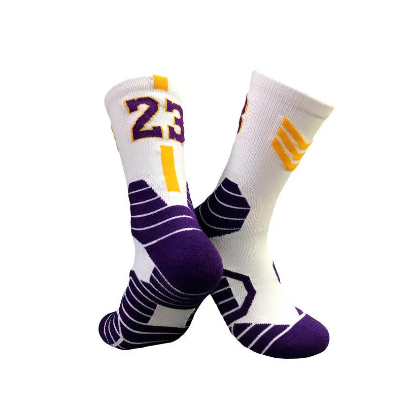 Superstar basketball sports socks in cushion design, polyester blend, adult size EU 37-44