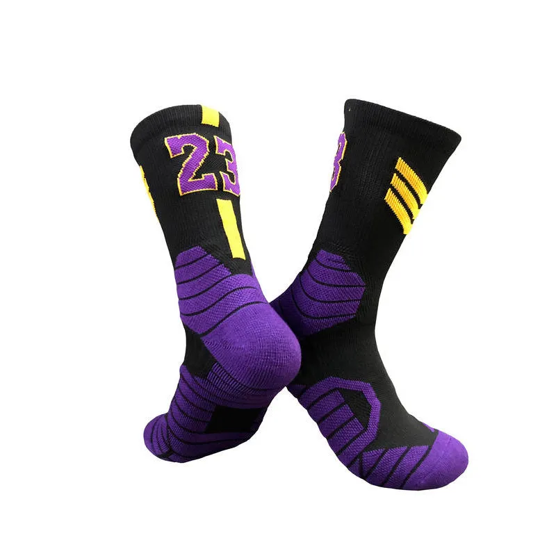 Superstar basketball sports socks in cushion design, polyester blend, adult size EU 37-44