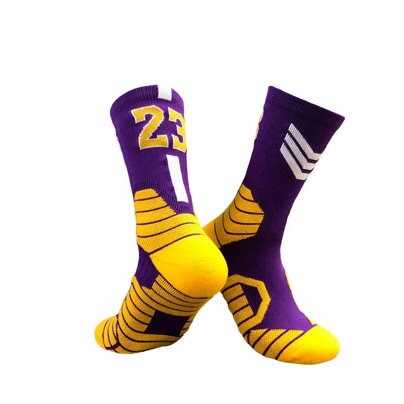 Superstar basketball sports socks in cushion design, polyester blend, adult size EU 37-44