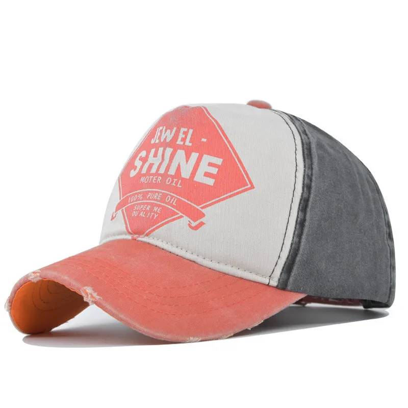 Retro contrast color baseball cap in cotton twill with adjustable back closure