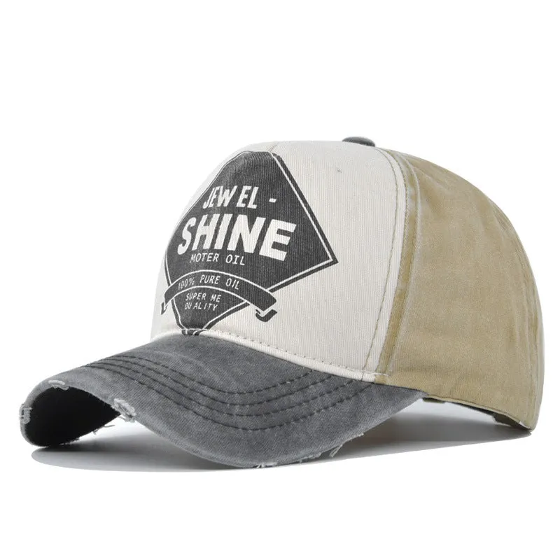 Retro contrast color baseball cap in cotton twill with adjustable back closure