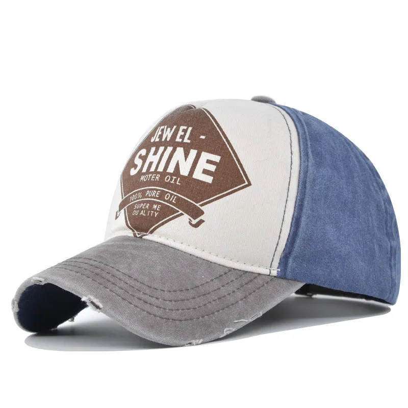 Retro contrast color baseball cap in cotton twill with adjustable back closure