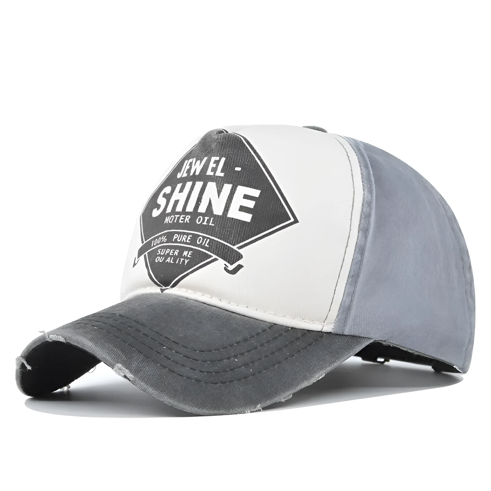 Retro contrast color baseball cap in cotton twill with adjustable back closure