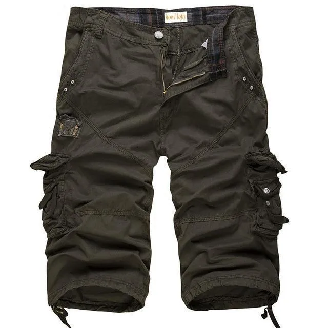 Men army cargo shorts in multiple colours with pocket storage for outdoor use
