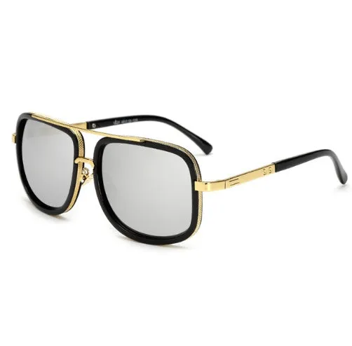 Round vintage mirror sunglasses unisex UV400 protection black plastic metal frame