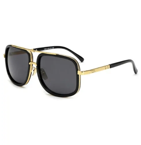 Round vintage mirror sunglasses unisex UV400 protection black plastic metal frame
