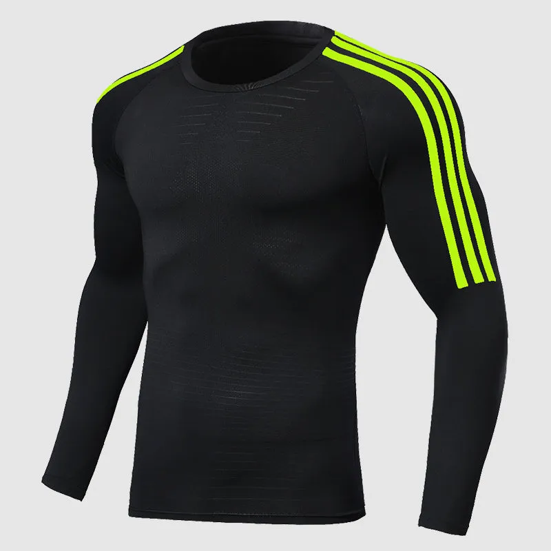 Men's polyester gym sweatshirt long-sleeve quick-dry running top with high elasticity, available in multiple colours