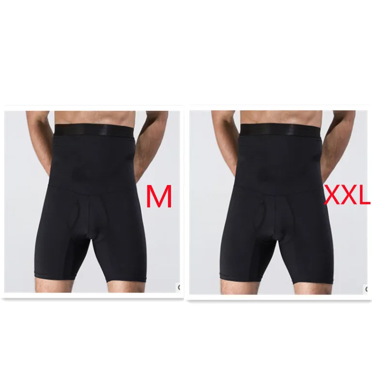 Men's body shaping slimming shorts in black with wide waistband for tummy control