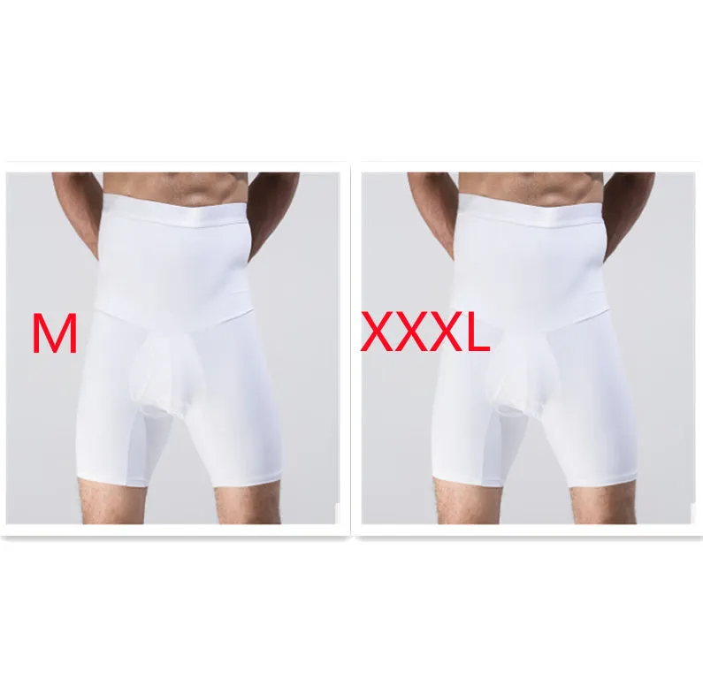 Men's body shaping slimming shorts in black with wide waistband for tummy control