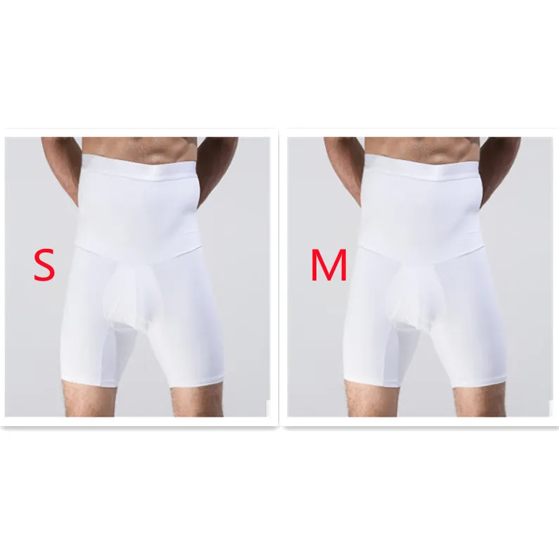 Men's body shaping slimming shorts in black with wide waistband for tummy control