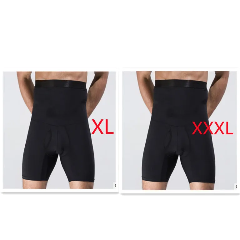 Men's body shaping slimming shorts in black with wide waistband for tummy control