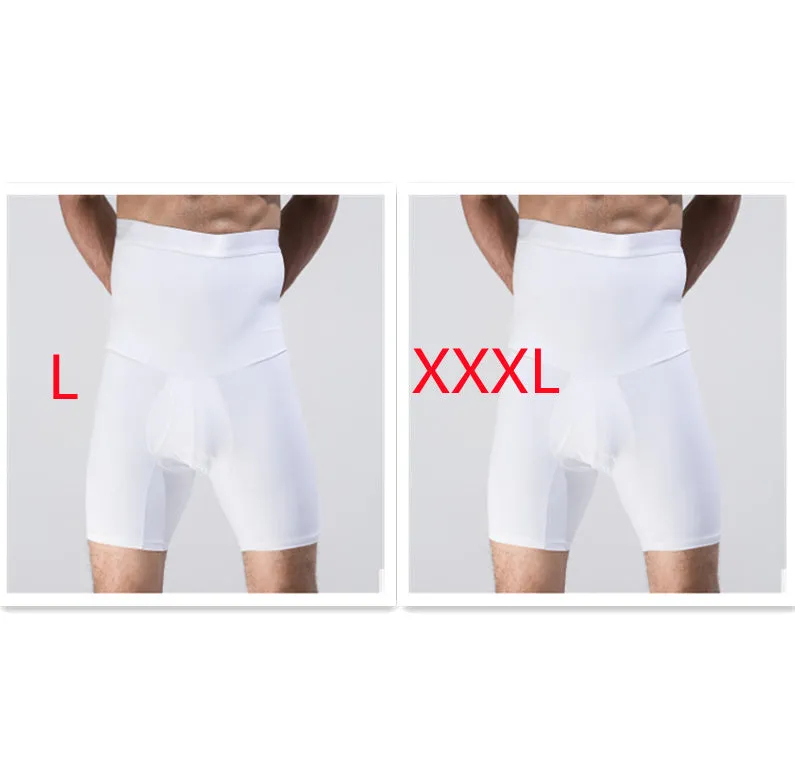Men's body shaping slimming shorts in black with wide waistband for tummy control