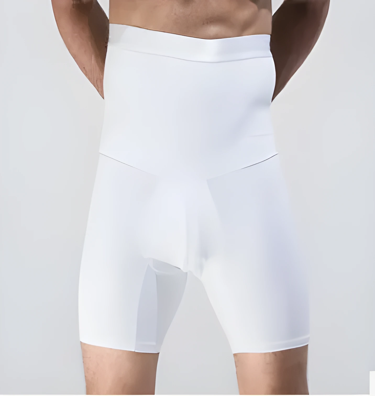 Men's body shaping slimming shorts in black with wide waistband for tummy control