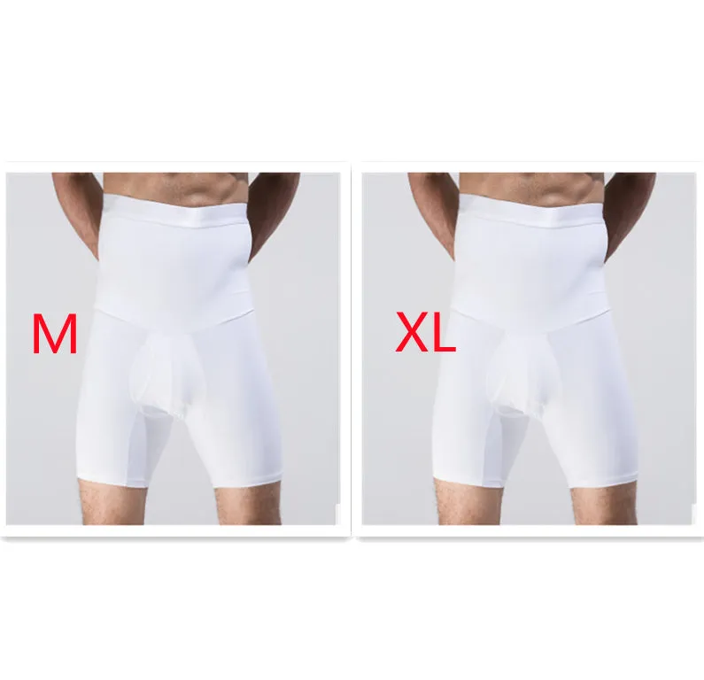 Men's body shaping slimming shorts in black with wide waistband for tummy control
