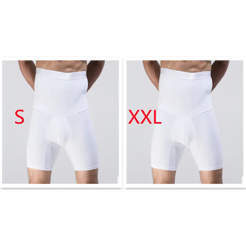 Men's body shaping slimming shorts in black with wide waistband for tummy control
