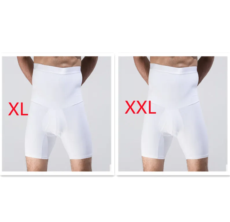 Men's body shaping slimming shorts in black with wide waistband for tummy control