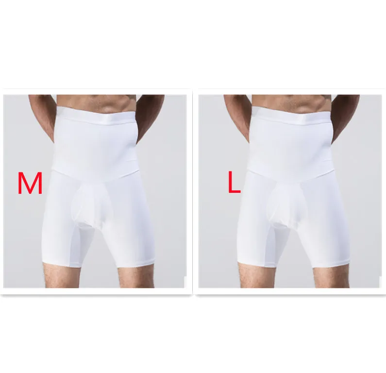 Men's body shaping slimming shorts in black with wide waistband for tummy control