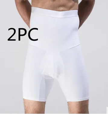 Men's body shaping slimming shorts in black with wide waistband for tummy control